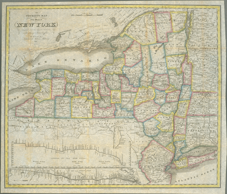 new york state map. 1831 Antique New York State