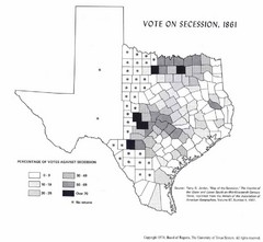 1861 Texas Vote Sucession Historical Map