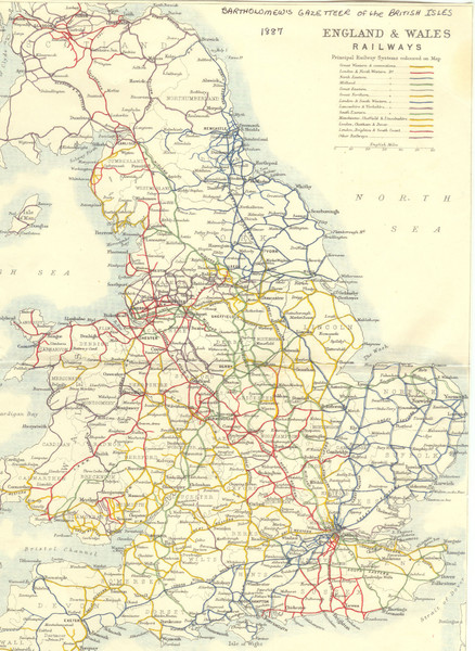 Fullsize 1887 - Prinicipal Railways in England and Wales Map