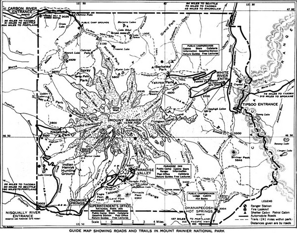 1928 MOUNT RAINIER NATIONAL PARK Map - Mount Rainier WA US • mappery