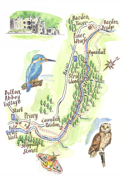A Map Of Yorkshire. Bolton Abbey Yorkshire Map
