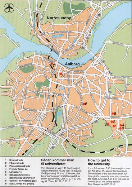 City map with detail of main