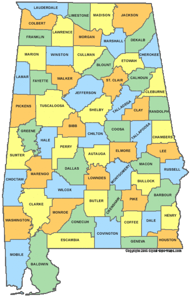 Alabama Counties Map