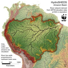 Amazon Basin Hydrosheds Map