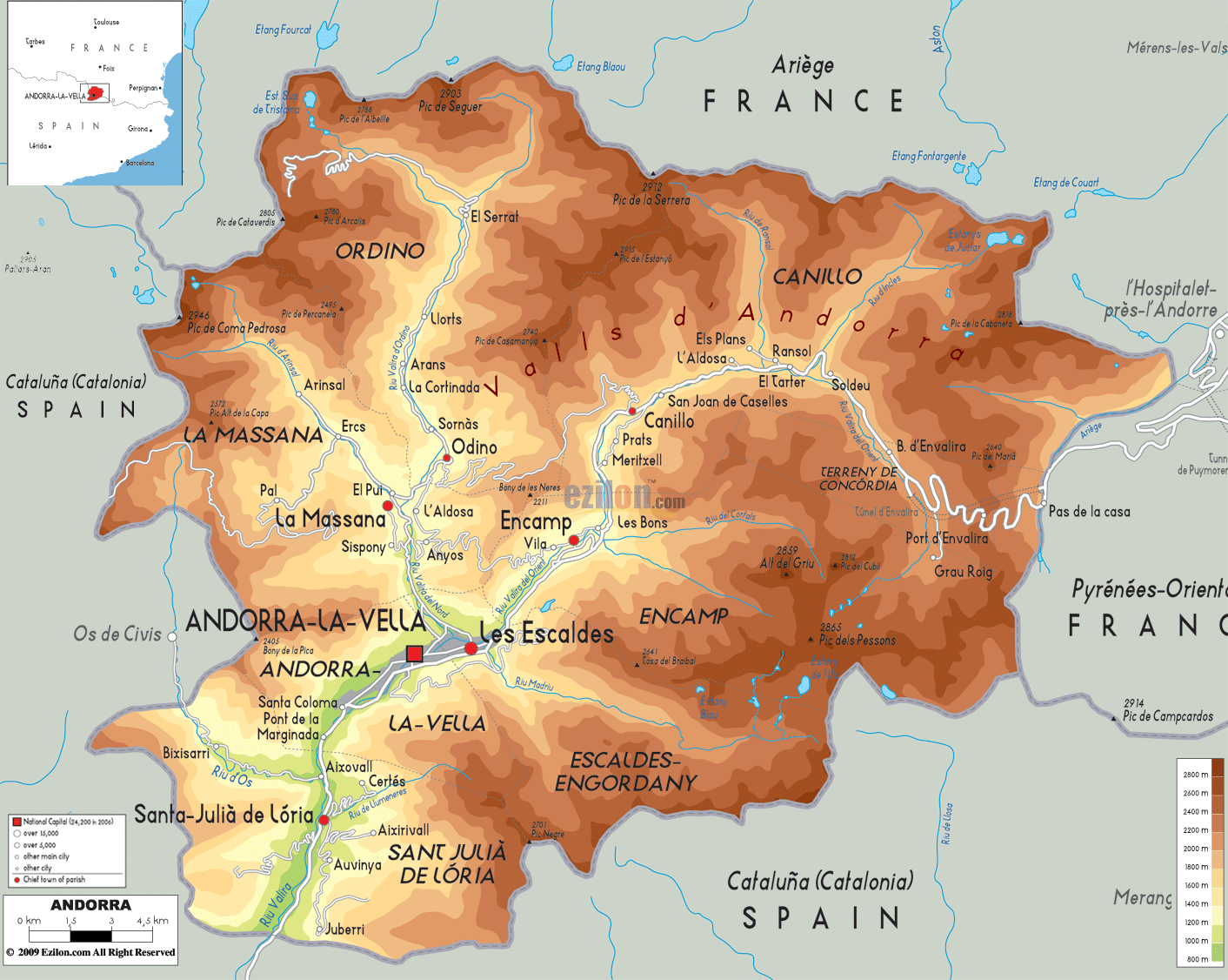 Andorra - Physical Map - Andorra • Mappery