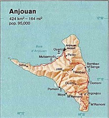 Anjouan Island topography Map