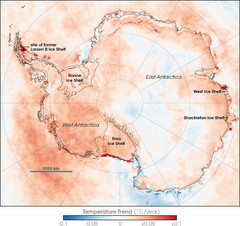Antarctic Temperature Trend 1981-2007 Map