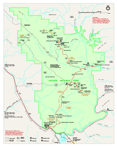 Arches National Park Official map