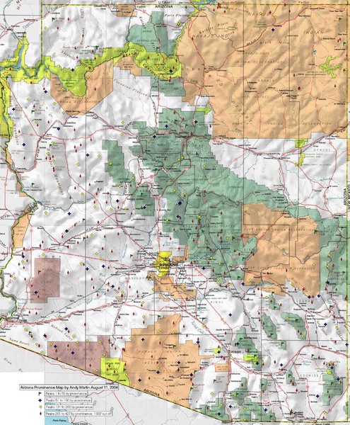 Arizona Prominance Map