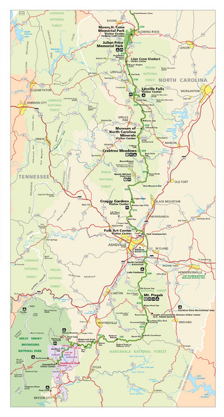 Asheville, North Carolina Parkway Map