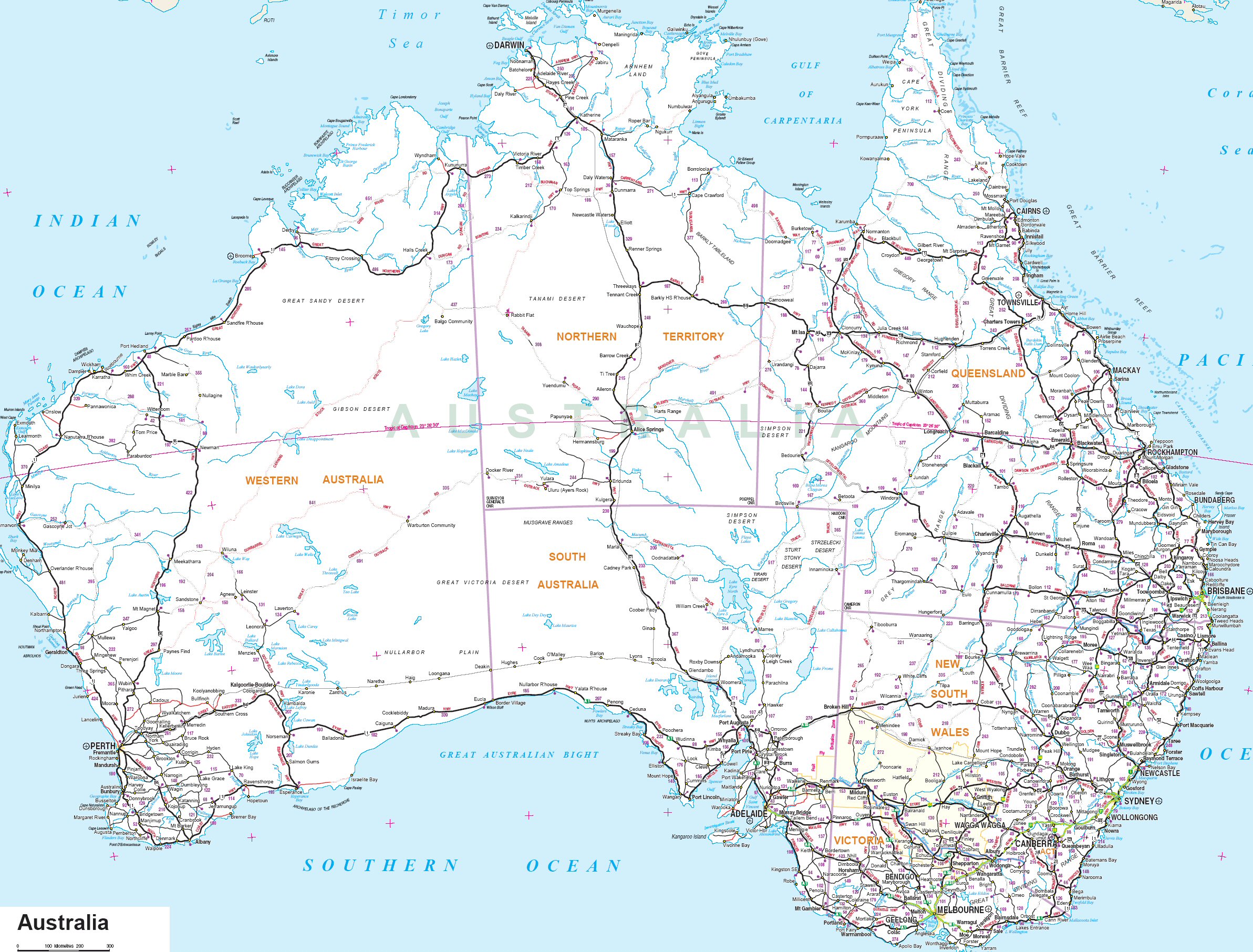 Australia Road Map Australia Mappery