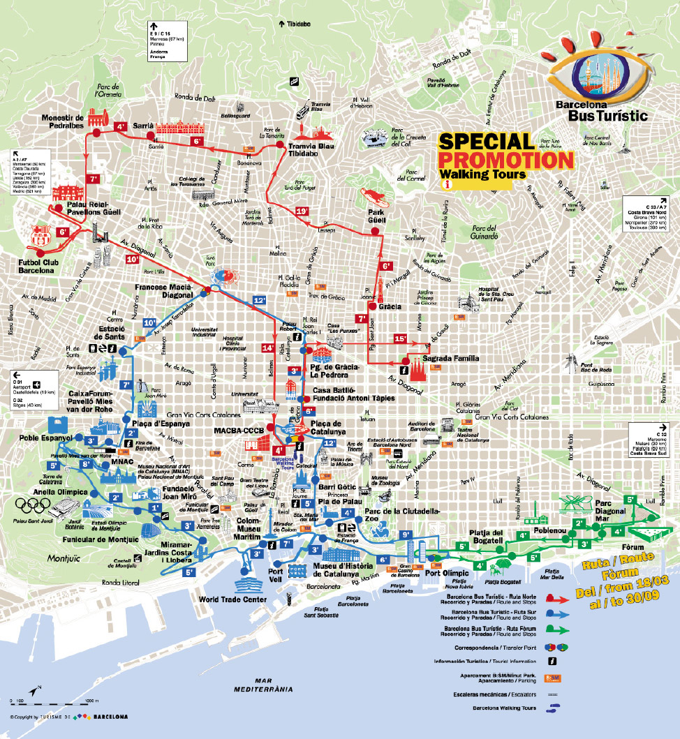 Barcelona Tourist Map Barcelona • Mappery 0980