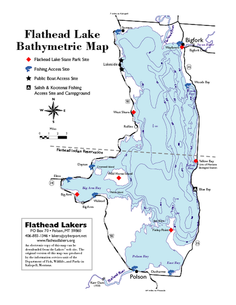 flathead lake mt. Map of Flathead Lake