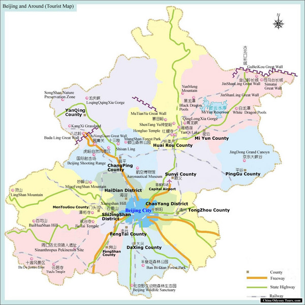 Fullsize Beijing and Surrounding Area Tourist Map
