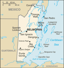 Belize Peaks and Rivers Map