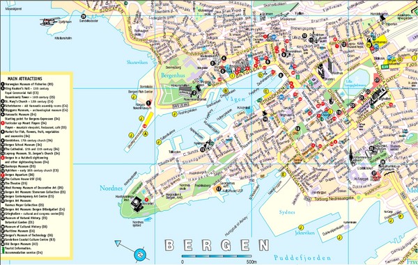 Bergen, Norway Tourist Map