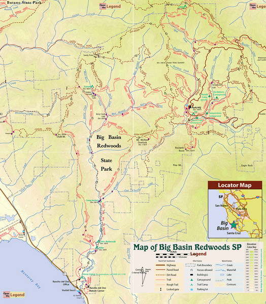 Big Basin Redwoods State Park Trail Map