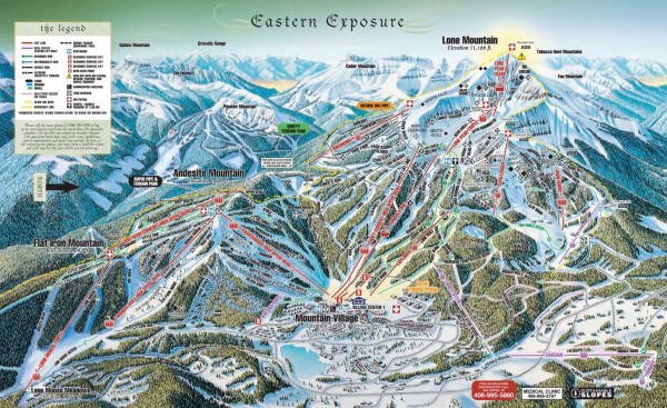 Big Sky Ski Resort Trail Map (Eastern exposure) 2006-07