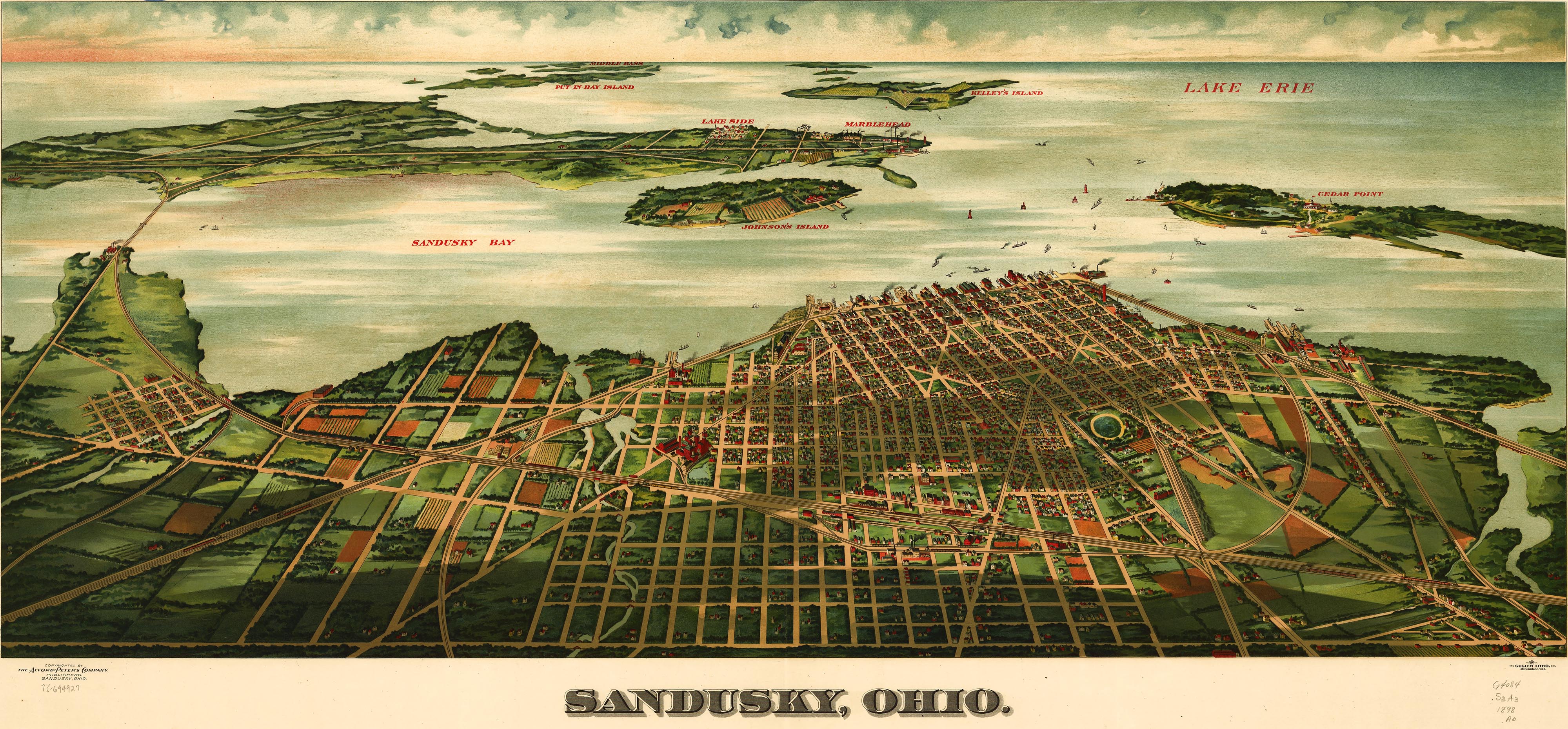 Birdseye Map Of Sandusky Ohio 1898 - Sandusky • Mappery