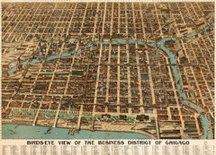 Birdseye of the business district of Chicago (1898) Map