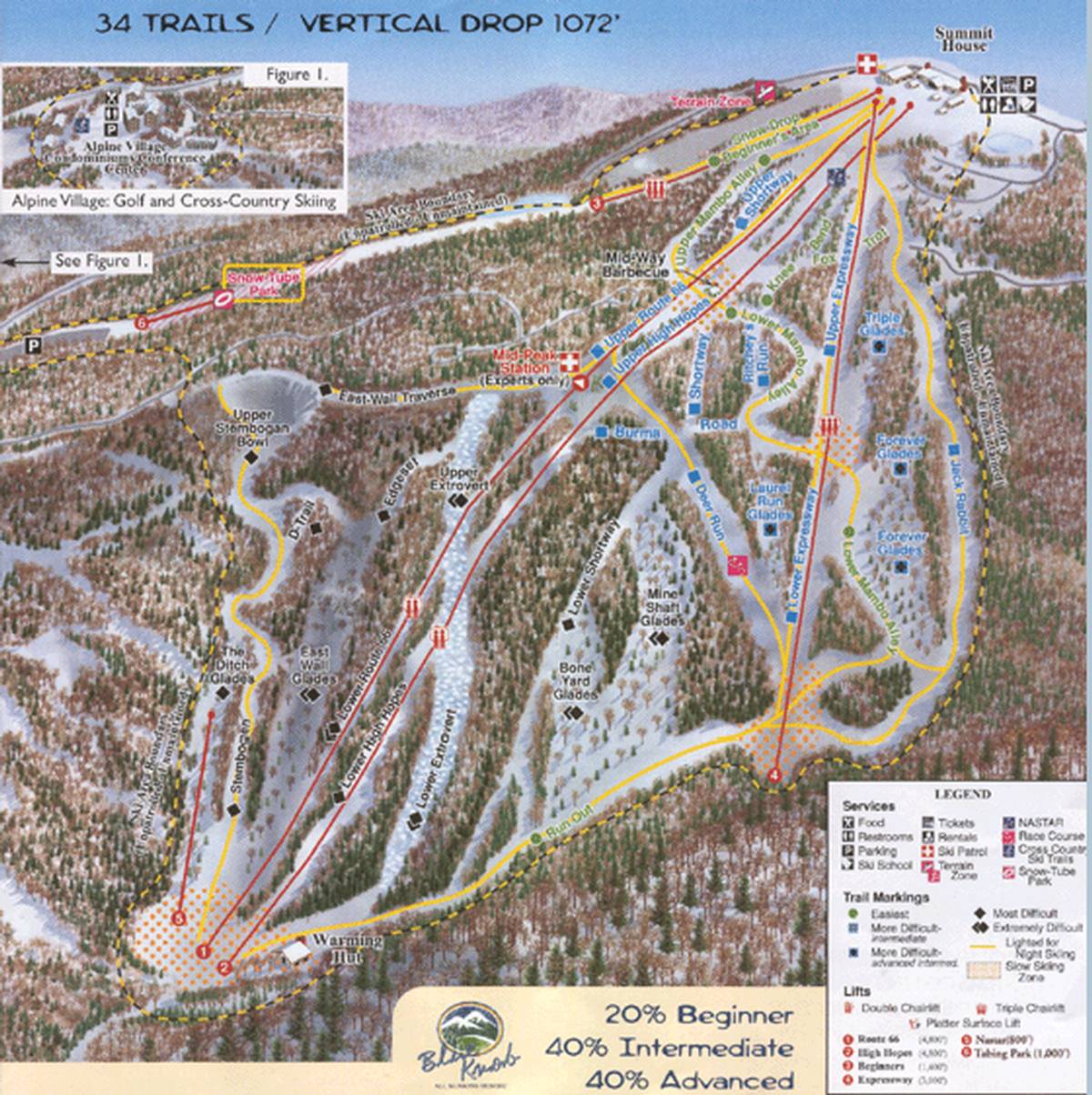 Blue Knob Four Seasons Ski Trail Map Claysburg Pennsylvania United