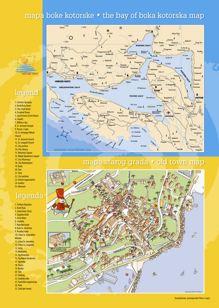 Boka Kotorska Bay and Herceg Novi Tourist Map
