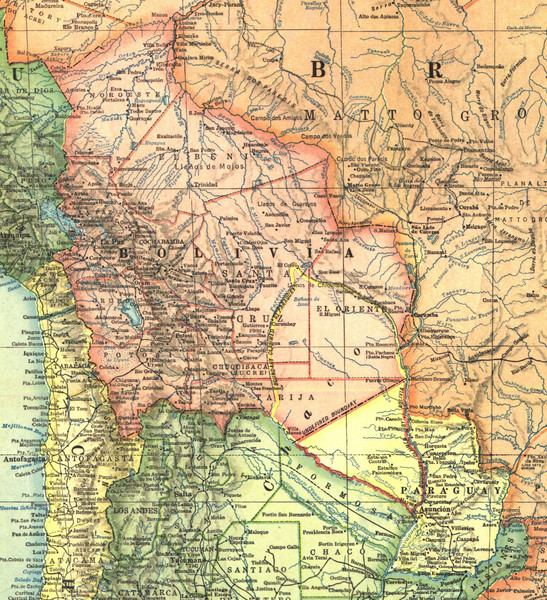 geographic map of paraguay. 1921 National Geographic Map