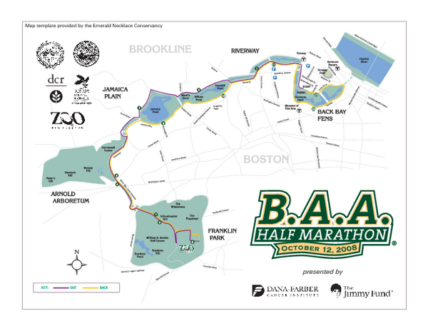 Boston Athletic Association Half Marathon Map
