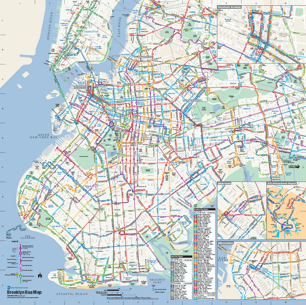 Official MTA Bus Map of Brooklyn, New York. Shows all routes