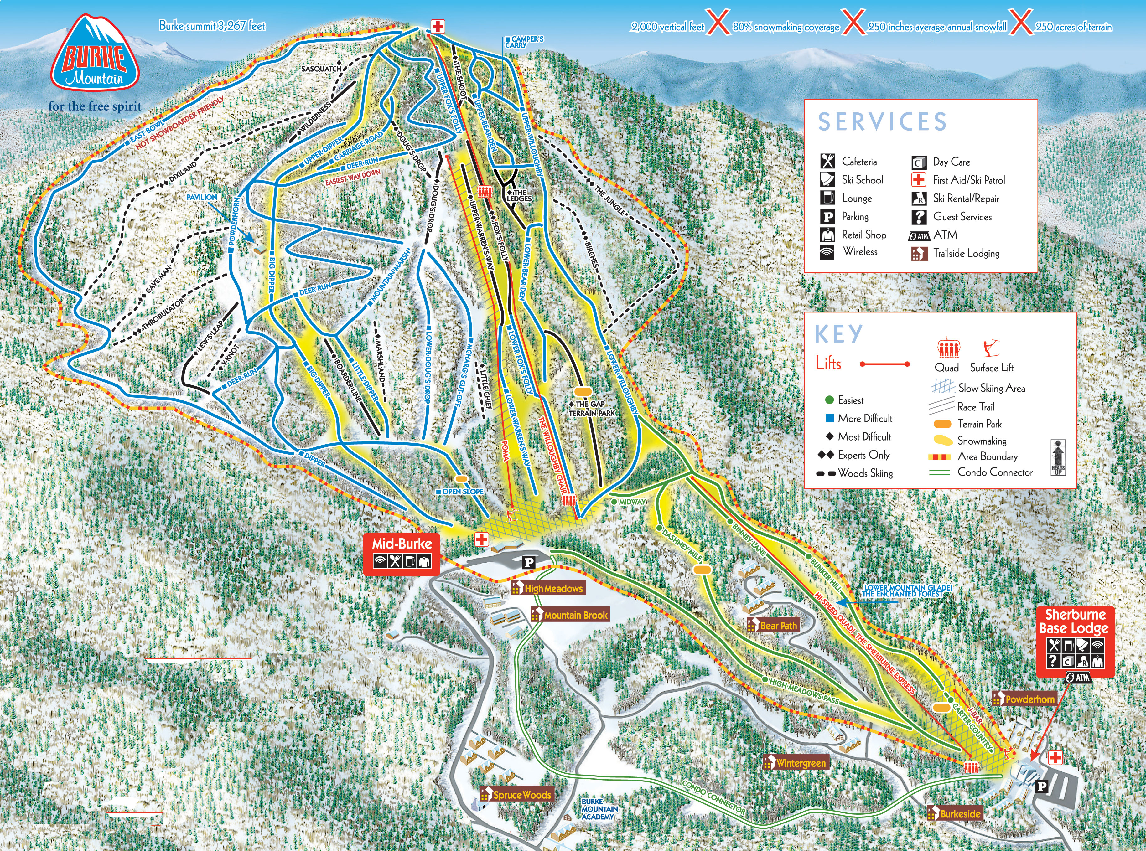 Burke Mountain Ski Trail Map - East Burke Vermont United.