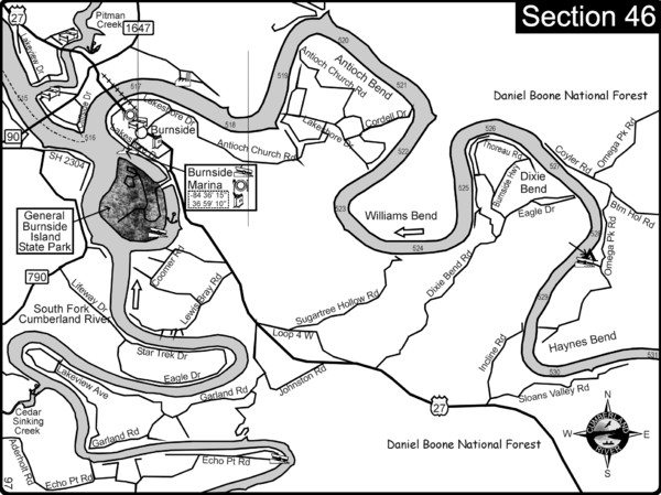 Burnside, KY-Cumberland River Map