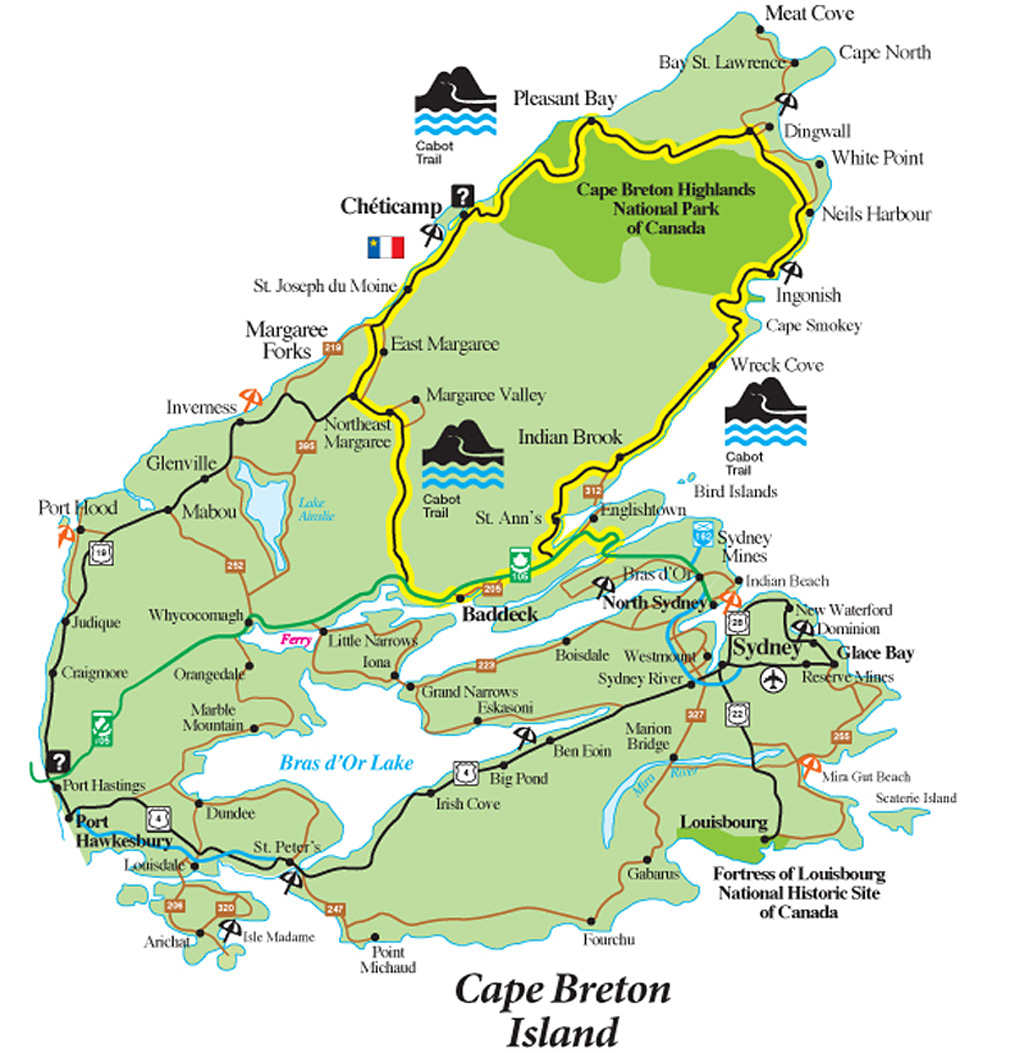 Cabot Trail Map Cape Breton Island Nova Scotia Mappery