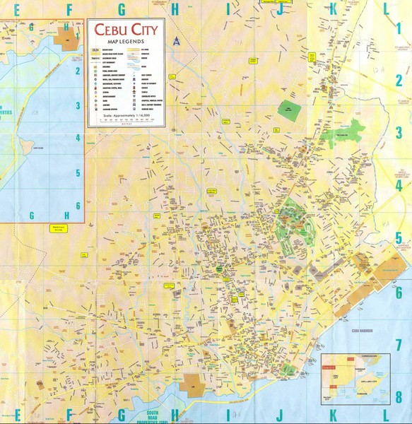 City map of Cebu City, Philippines area. Blurry but readable.