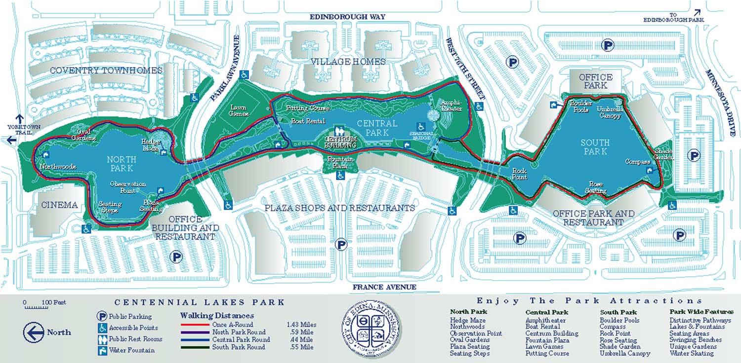 Centennial Lakes Park Map 7499 France Ave S Edina MN 55435 • mappery