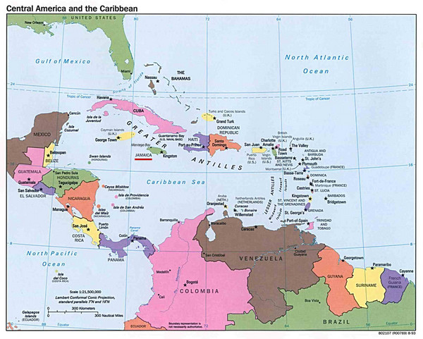 Fullsize Central American and Caribbean Islands Map