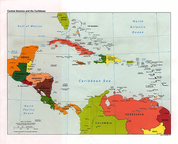 Central American and the Caribbean Political Map