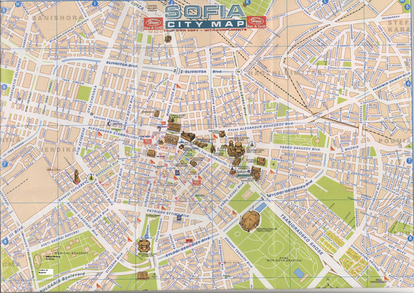 Central Sofia Tourist Map