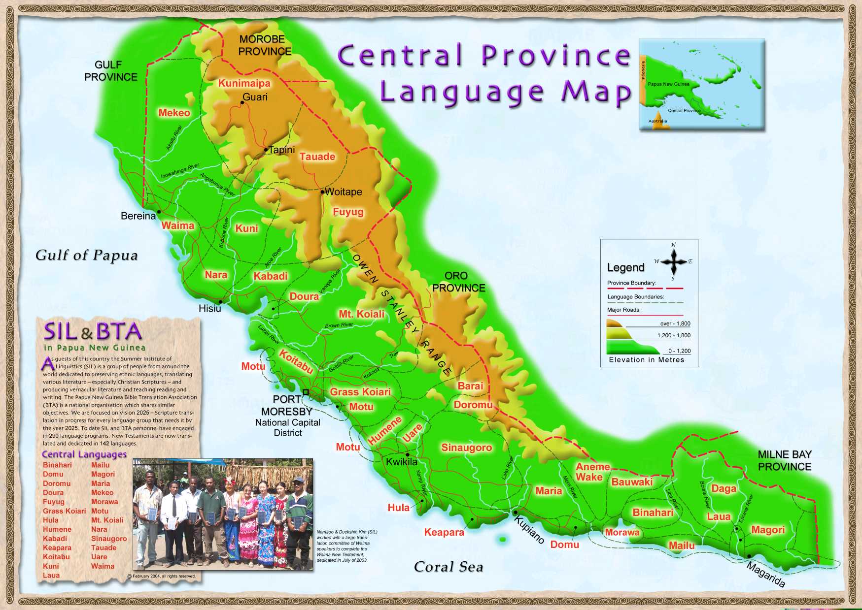 Central Province Language Map - Papua New Guinea • Mappery