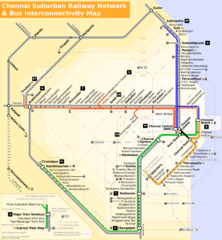 Chennai Suburban Rail and Bus Map