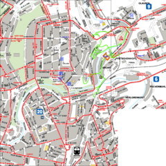 City Center with Bus and Rail Lines Map