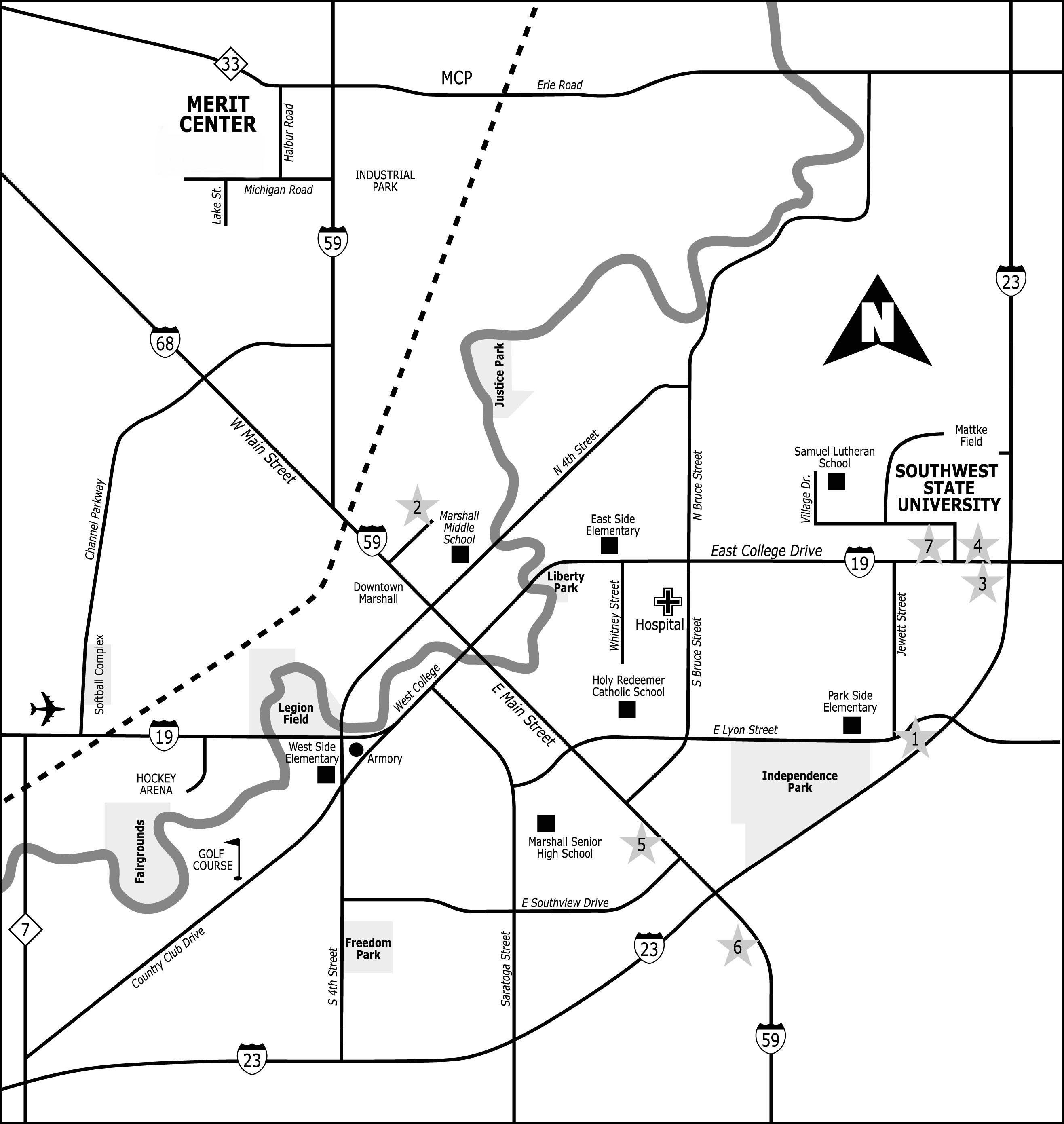 City of Marshall Visitors Map Marshall Minnesota USA • mappery