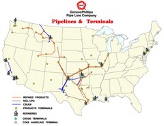 ConocoPhillips Pipelines & Terminals Map