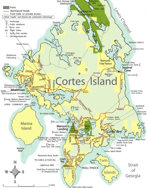 Cortes Island tourist map