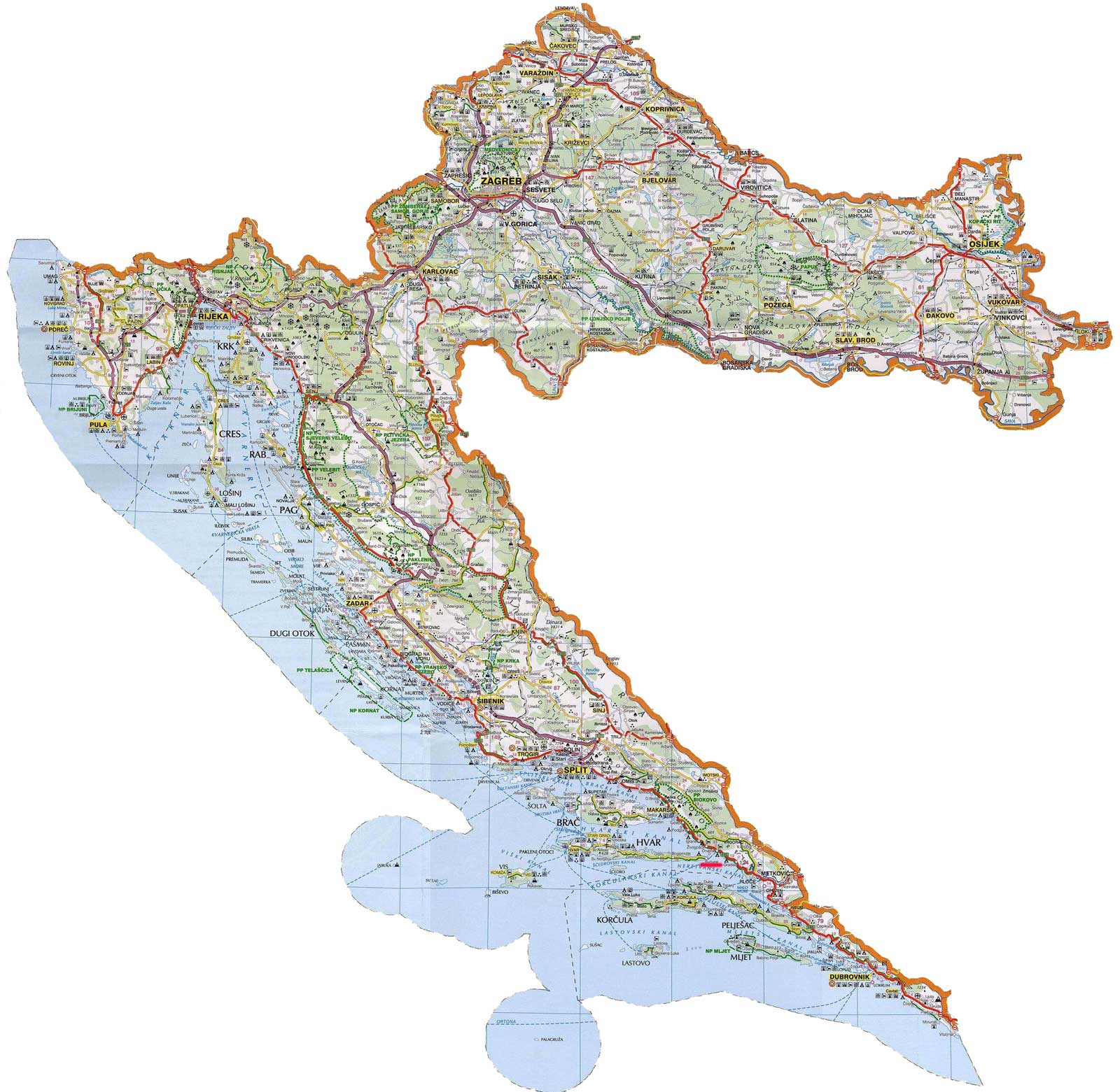 Croatia Tourist Map Croatia Mappery