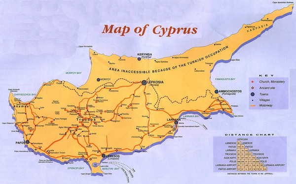 map of cyprus mediterranean. General Map of Cyprus