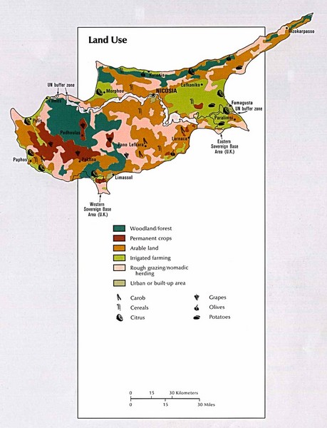 map of cyprus mediterranean. Map of Cyprus#39; land use