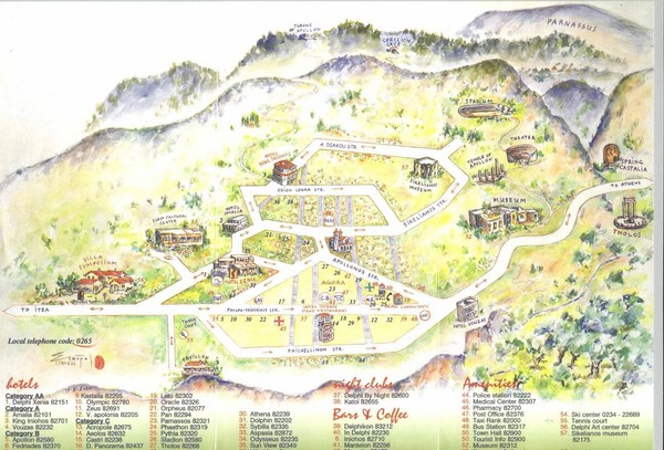 Delphi Tourist Map - Delfi Greece • mappery