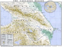 Detailed map of Caucasus region