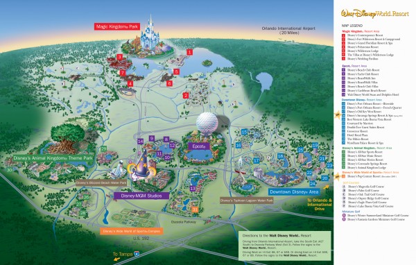 Overview property map of all of the major Walt Disney World Resorts