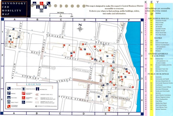 Devonport City Map that is designed to assist disabled people navigate the 